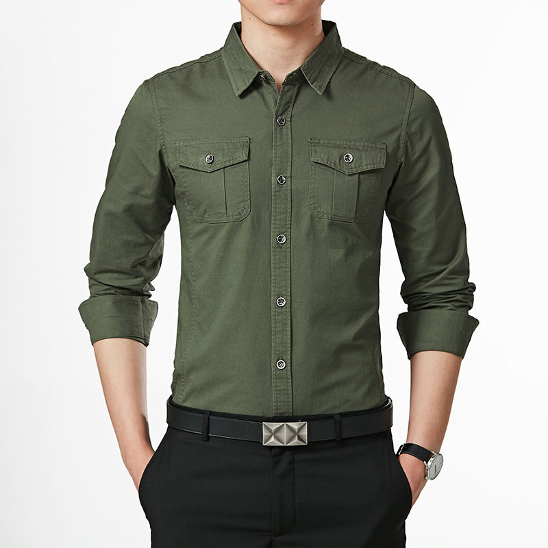 Herren Slim-Fit Oxford-Hemd mit Brustklappen und Kentkragen Shop Nory