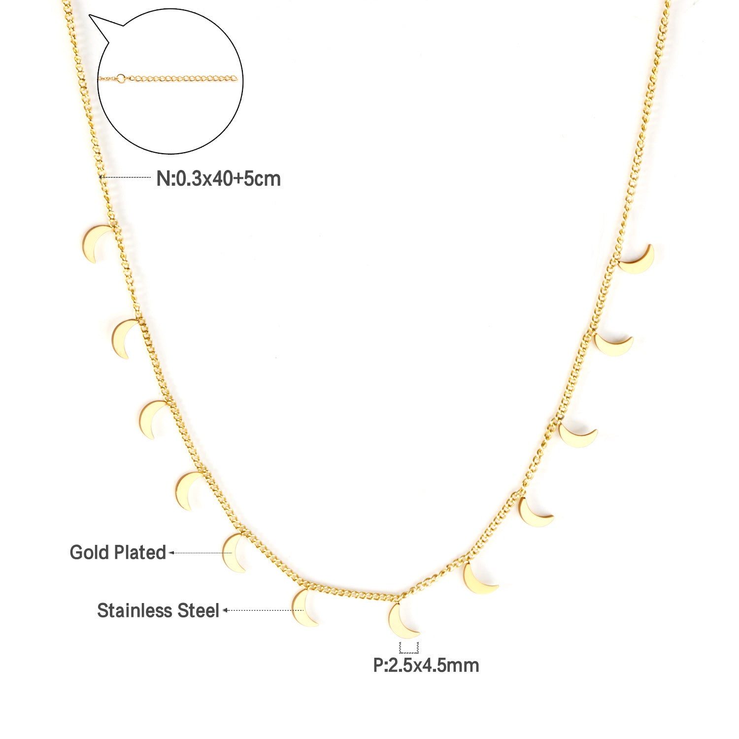 Damen elegante Goldplattierte Halskette mit geometrischen Anhängern Shop Nory