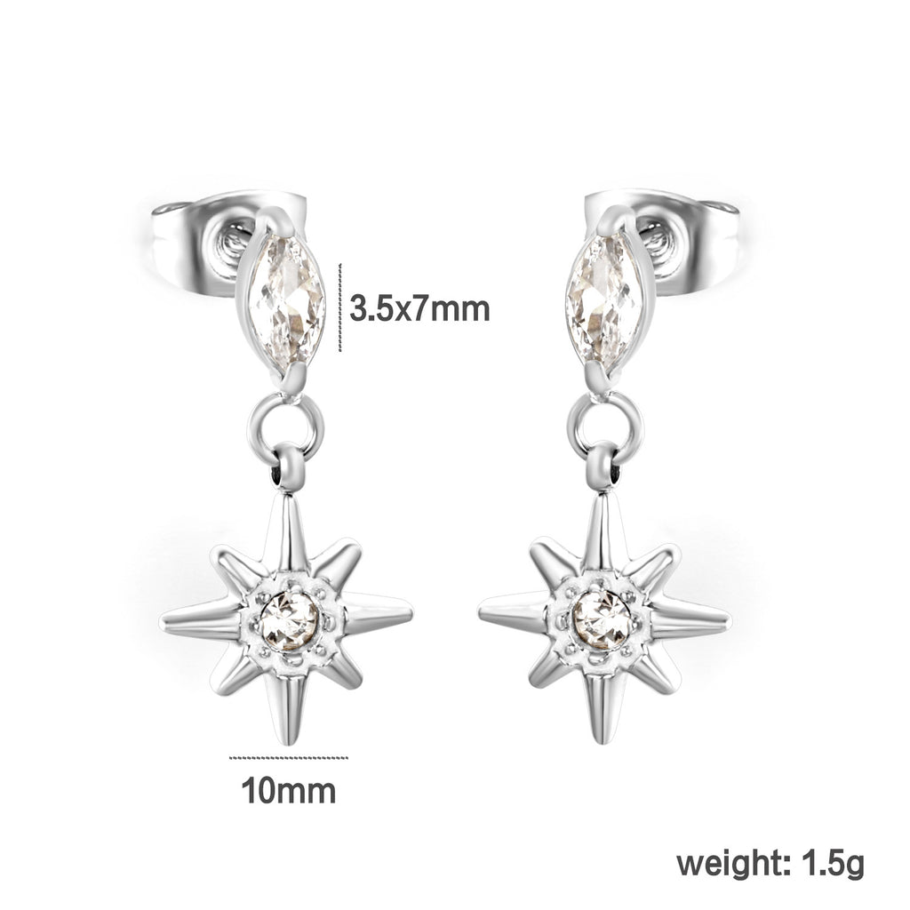 Damen Hängende Ohrringe mit funkelnden Sternenanhängern und Zirkonia-Shop Nory