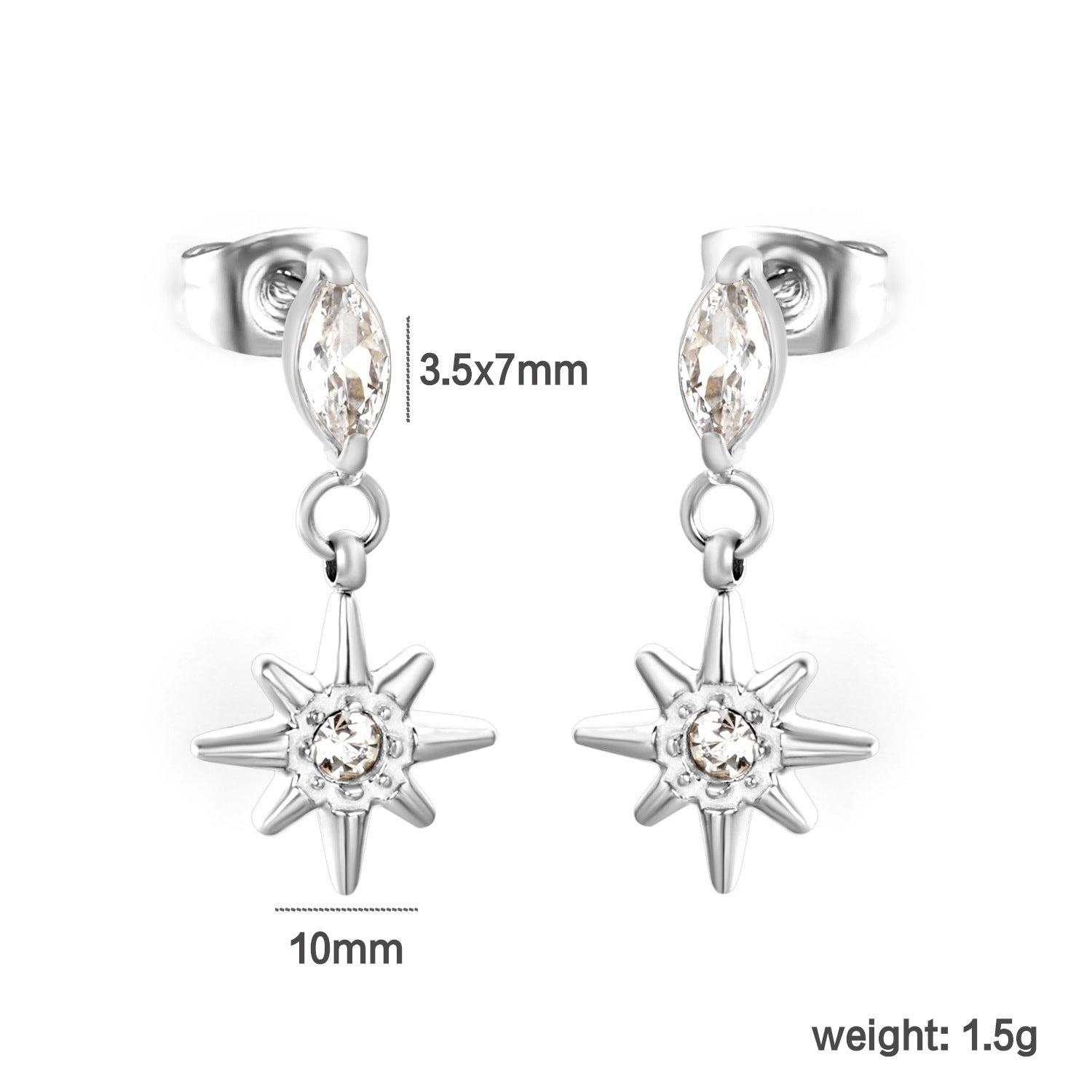 Damen Hängende Ohrringe mit funkelnden Sternenanhängern und Zirkonia-Shop Nory