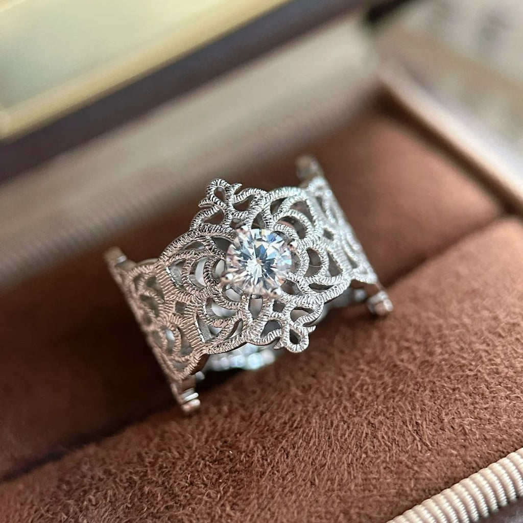 Damen filigraner und eleganter Ring mit kunstvollem Design Shop Nory