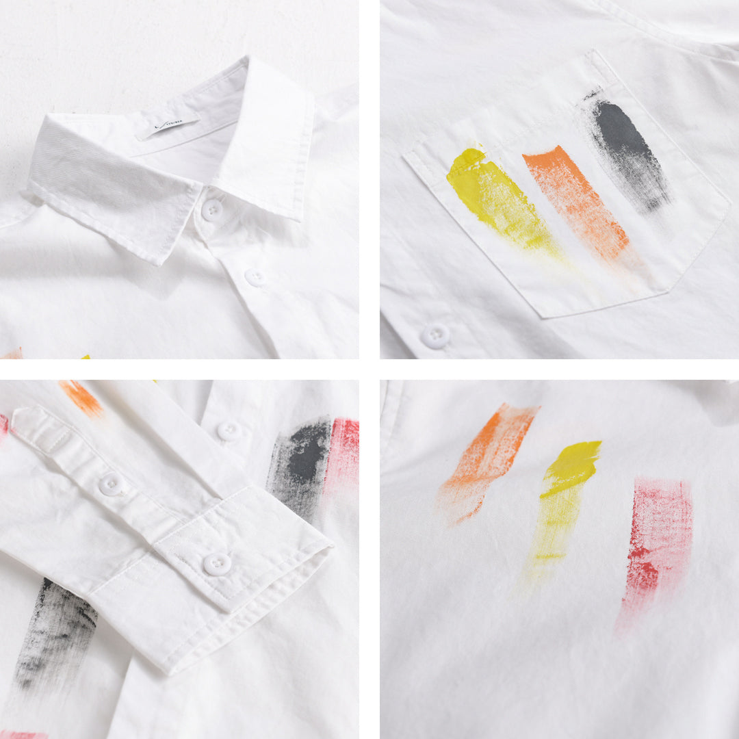 Unisex Bedrucktes Baumwoll-Overshirt im Künstlerprint mit Brusttasche Shop Nory