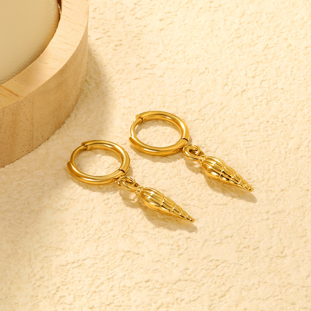 Damen Hängende Ohrstecker mit muschelförmigen Anhängern aus hochwertigem Edelstahl Shop Nory