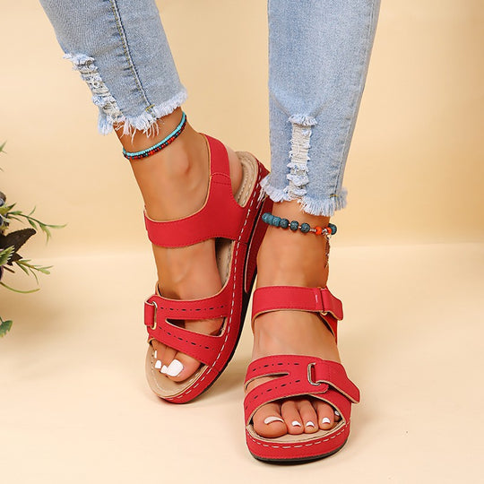 Damen Orthopädisch inspirierte Komfort-Sandalen mit doppeltem Riemensystem und leichter Keilsohle Shop Nory