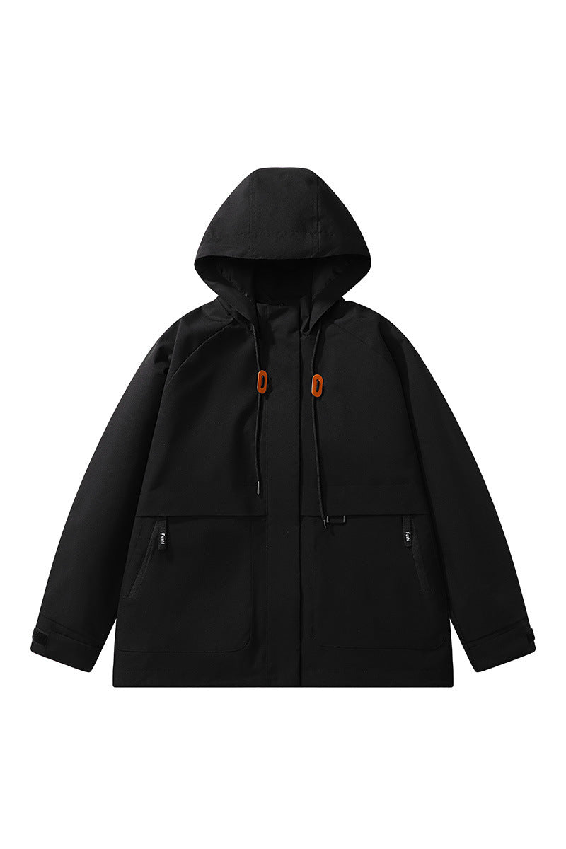 Unisex leichte wind- und wasserabweisende Kapuzenjacke im minimalistischen Utility-Stil Shop Nory