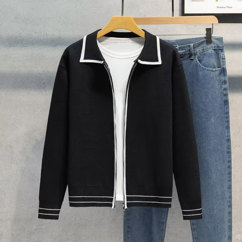 Damen Modische Strickjacke mit Reißverschluss und Kontrastdetails Shop Nory