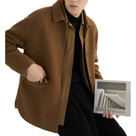 Herren Oversize Woll‑Mischjacke mit Hemdkragen und aufgesetzten Taschen Shop Nory