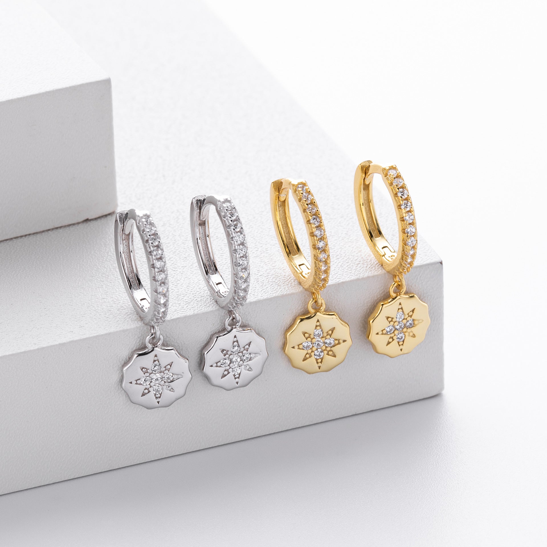 Damen Ohrhänger mit funkelndem Zirkonanhänger aus hochwertigem 925 Sterling Silber Shop Nory