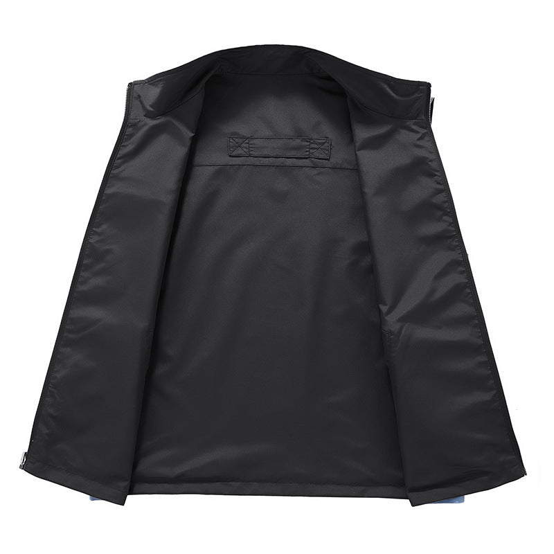 Herren Ärmellose Softshell-Utility‑Weste mit hohem Stehkragen, Zwei‑Wege‑Reißverschluss und verdeckten Taschen Shop Nory