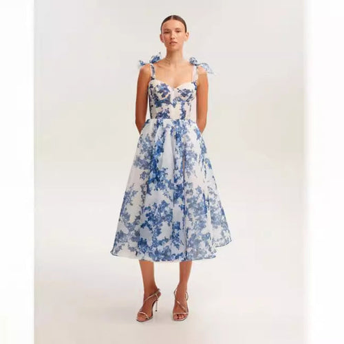 Damen Midikleid mit floralem Spitzenoberteil und zarten Rüschendetails