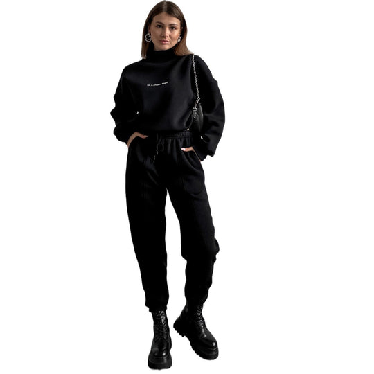 Damen Oversize-Lounge-Set mit Stehkragen und elastischer High-Waist-Jogginghose Shop Nory