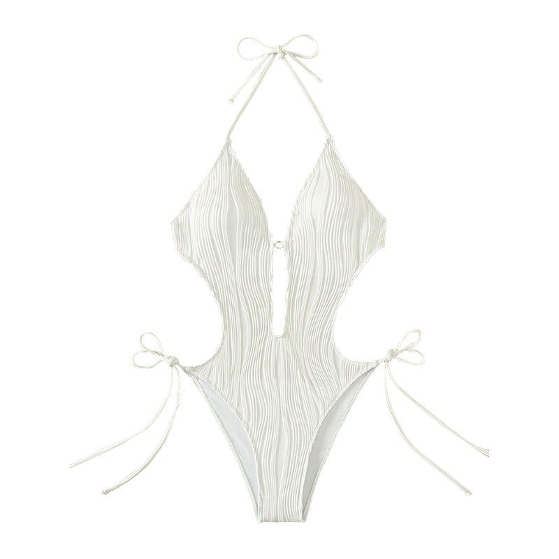 Damen Einteiler Badeanzug mit Raffinierten Cut-Out Details