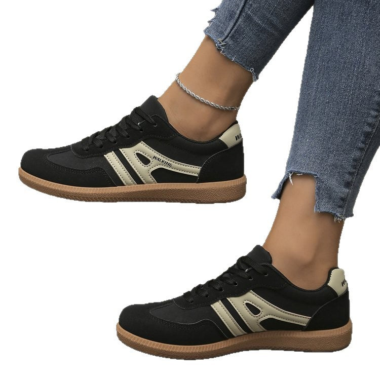 Damen Casual-Sneaker im Retro-Look aus Wildlederimitat mit kontrastierenden Zierstreifen und dämpfender Gummisohle Shop Nory