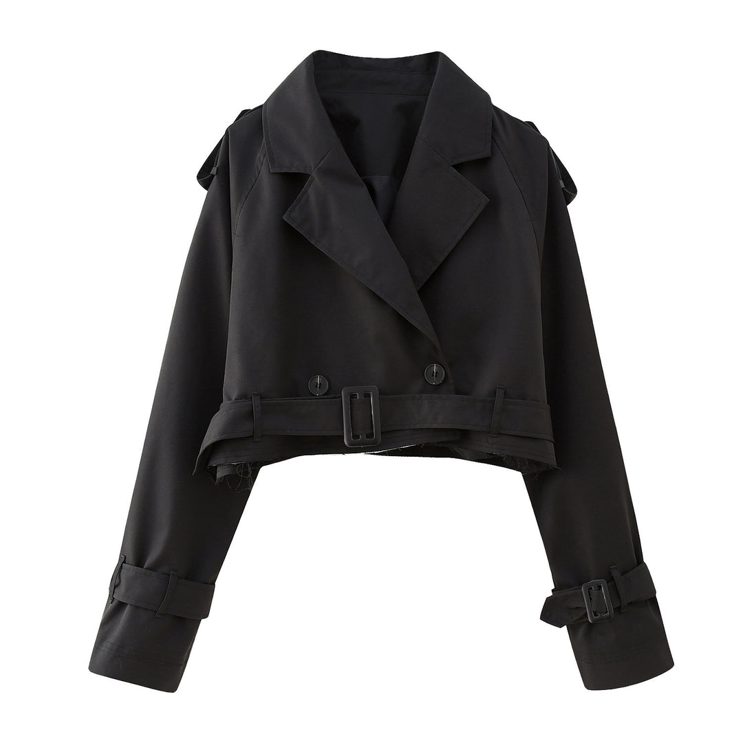 Damen Kurztrench mit Taillengürtel und Epauletten Shop Nory