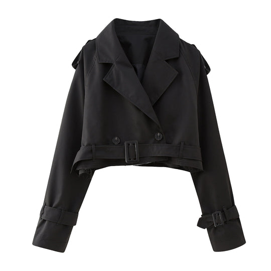 Damen Kurztrench mit Taillengürtel und Epauletten Shop Nory