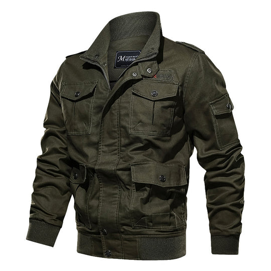 Herren Robust geschnittene Canvas-Fieldjacke mit Epauletten, Mehrfachtaschen und geripptem Abschluss Shop Nory