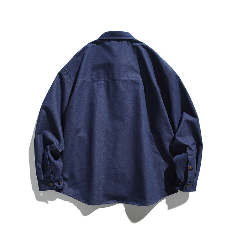 Herren Overshirt-Jacke im Worker‑Look mit kontrastierender Lederoptik‑Brusttasche Shop Nory