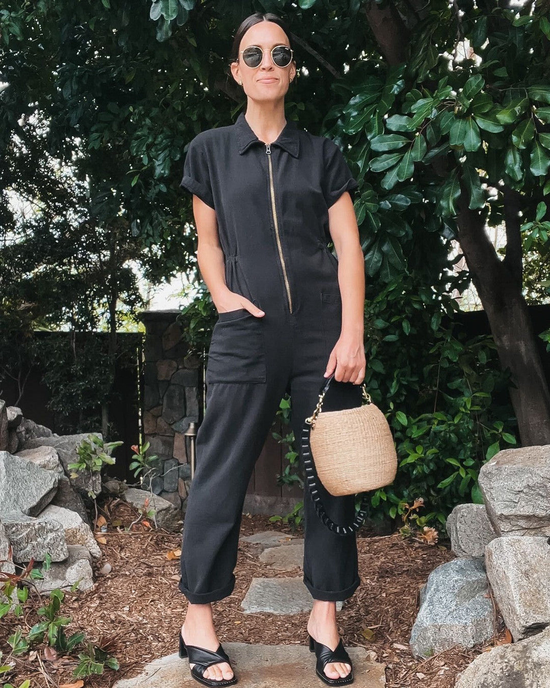 Damen legerer Jumpsuit mit praktischen Taschen und Reißverschluss