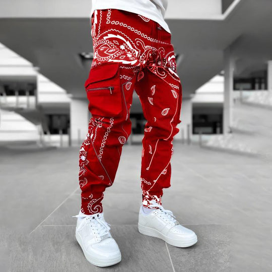 Herren Cargo-Jogginghose mit Bandana-Print, Kordelzug & Mehrfachtaschen Shop Nory