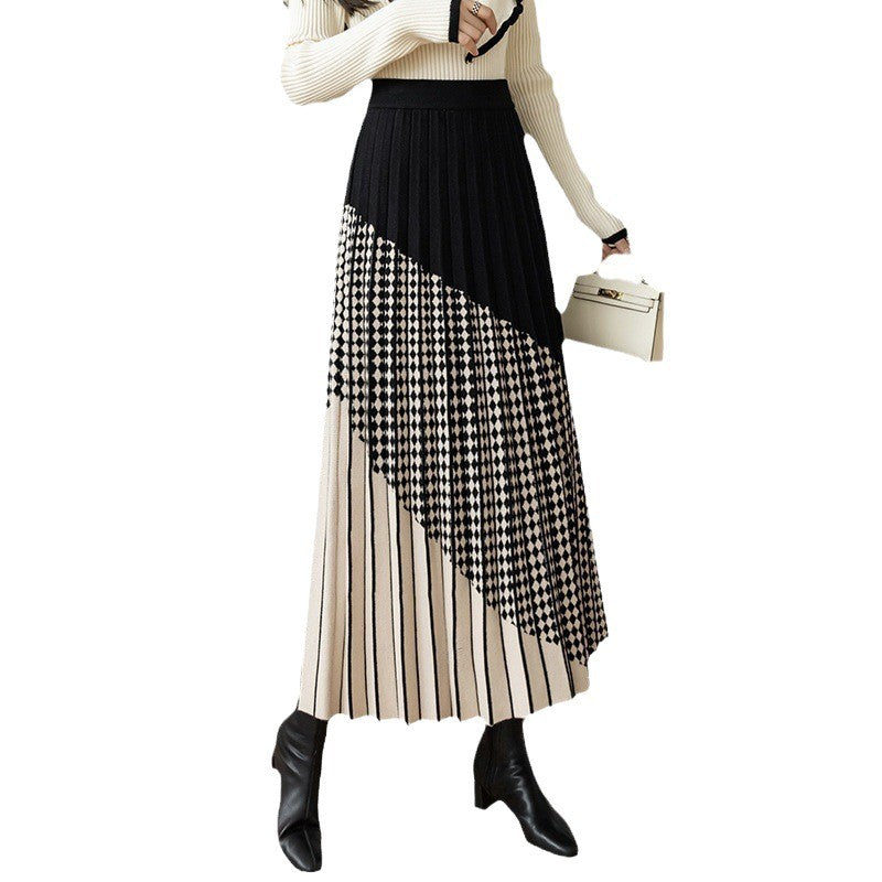 Damen Plissierter Maxirock mit geometrischem Muster Shop Nory