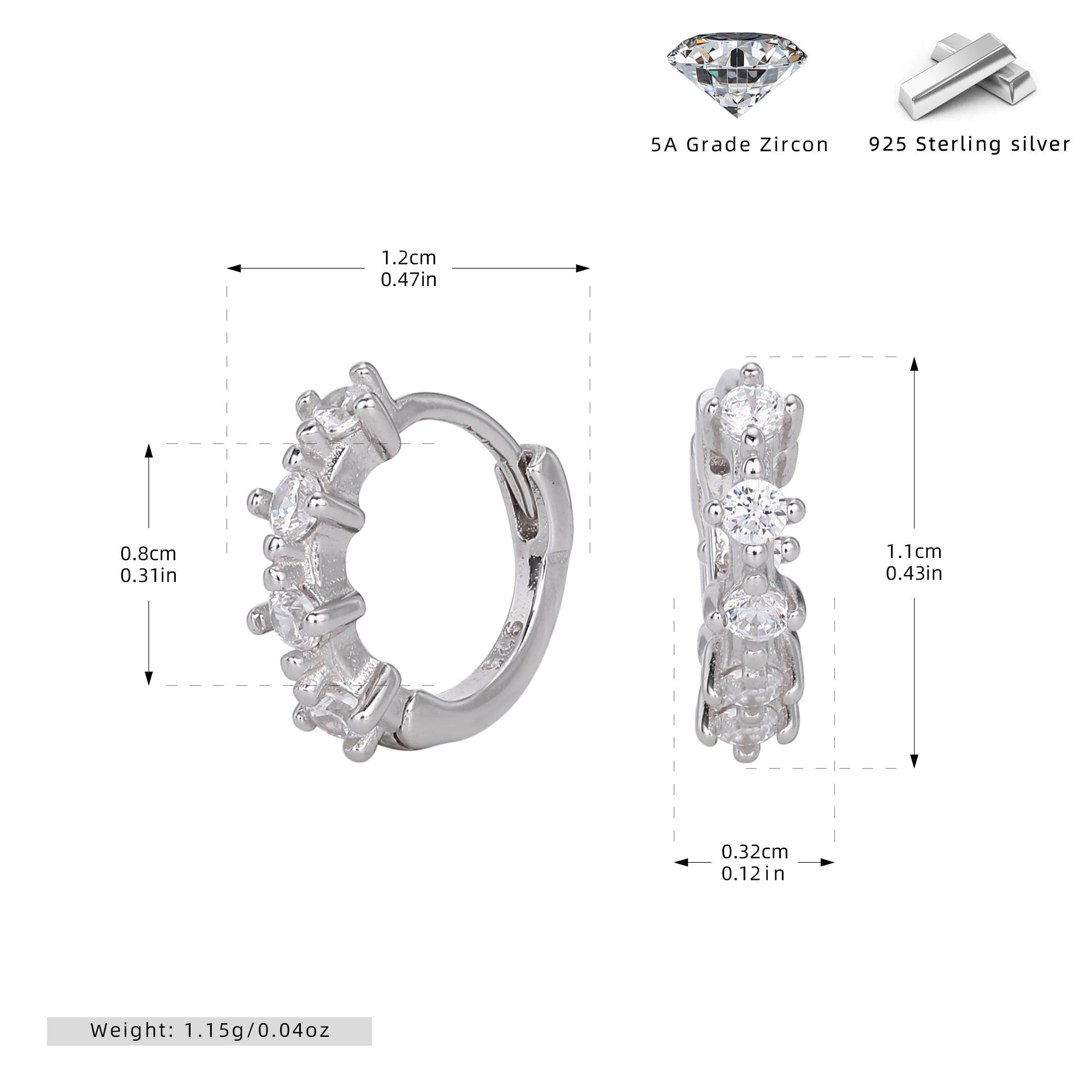 Damen Creolen Ohrringe mit funkelnden Zirkonsteinen und elegantem Design Shop Nory