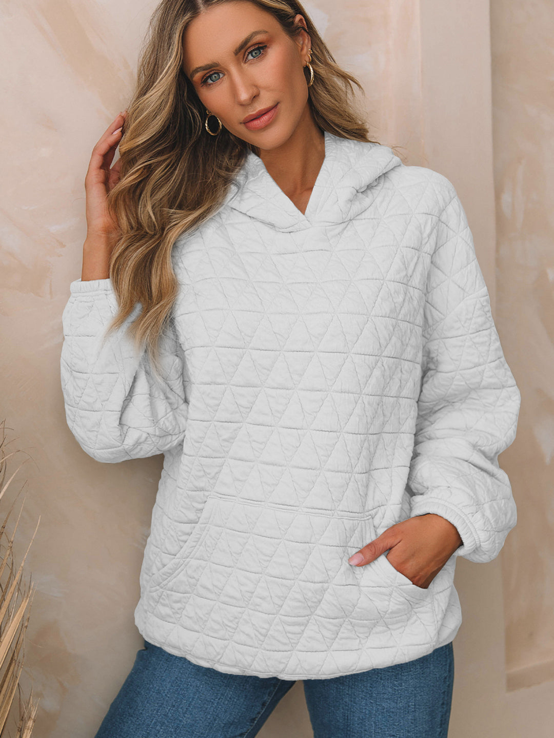 Damen Gepolsterter Stepp-Kapuzenpullover mit Kängurutasche Shop Nory