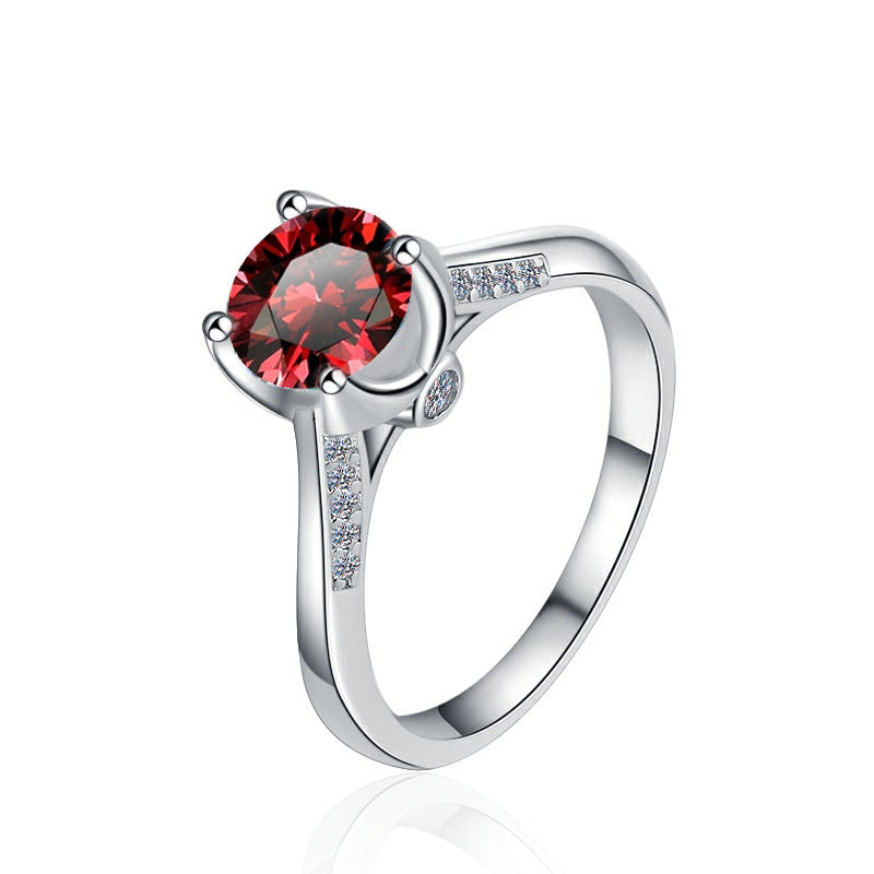 Damen Solitär ring mit strahlendem rosafarbenem Zirkonia und elegantem Besatz Shop Nory