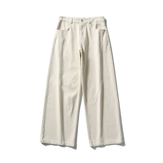 Damen Hochtaillierte weite Culotte‑Hose aus Baumwoll‑Twill mit Ziersteilnähten Shop Nory