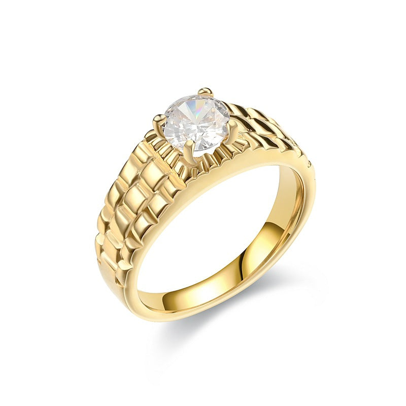 Herren Ring mit kunstvollem reliefartigem Design und glitzerndem Zirkonia Shop Nory