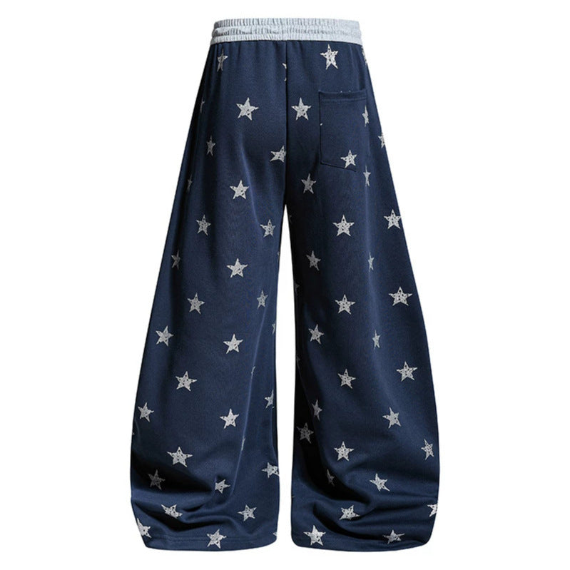 Damen Weite Lounge-Hose mit Sternenprint und elastischem Tunnelzug Shop Nory