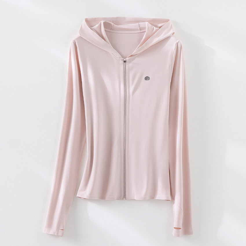 Damen Leichte Kapuzenjacke mit durchgehendem Reißverschluss, Slim‑Fit und Daumenloch Shop Nory
