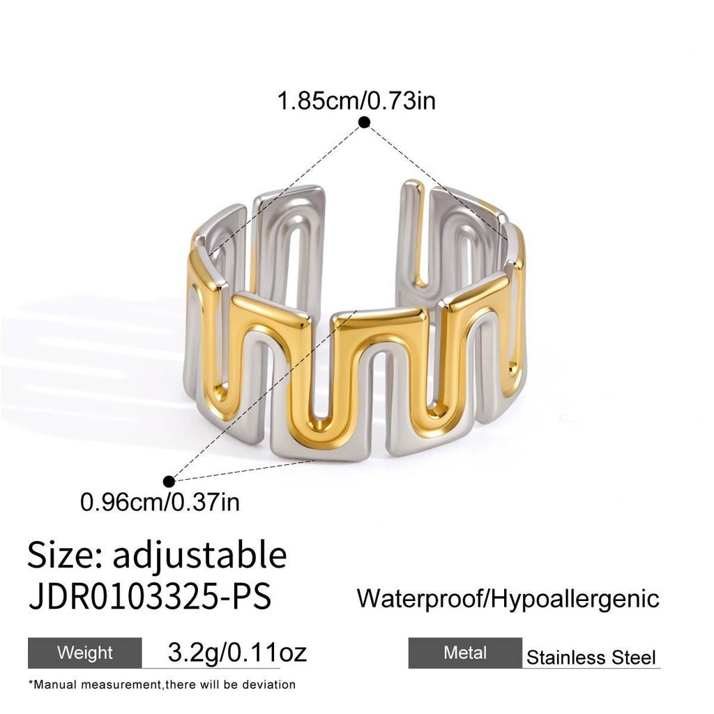 Damen Offenes Armband mit modernem Wellen-Design aus hypoallergenem Edelstahl Shop Nory