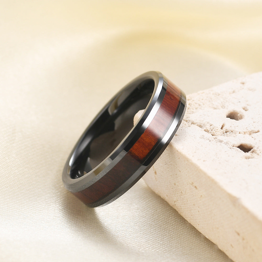 Herren Ring aus hochwertigem Edelstahl mit Holz-Detail Shop Nory