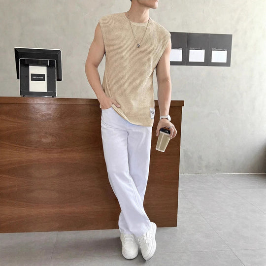 Herren ärmelloses Struktur-T-Shirt Shopnory
