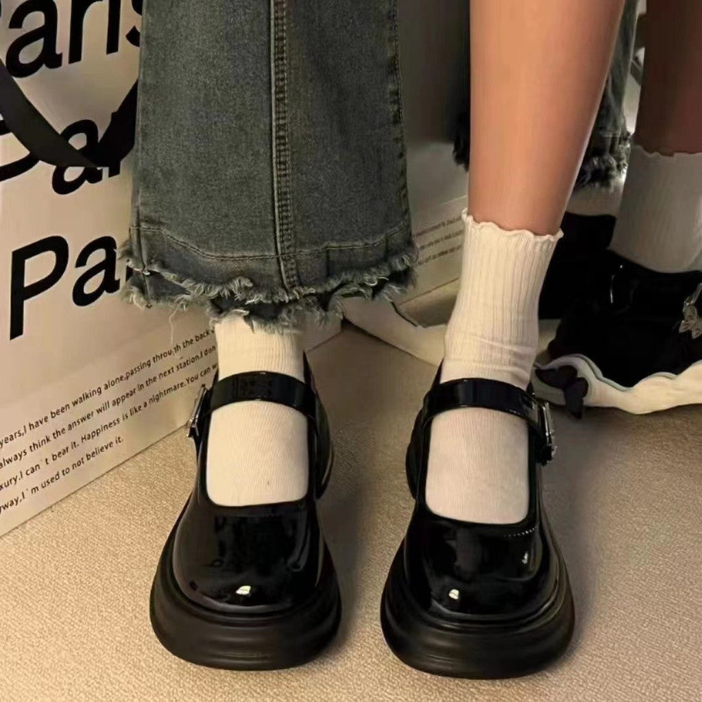 Damen Modische Plateau-Pumps mit verstellbarem Riemen und stabiler Sohle