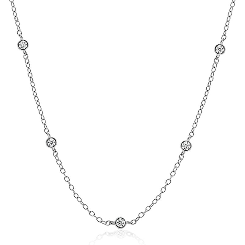 Damen Halskette mit funkelnden Zirkonia und filigranem Kettendesign Shop Nory