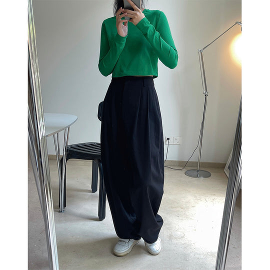 Damen Cropped-Basic-Longsleeve mit schmaler Passform und Rundhalsausschnitt Shop Nory