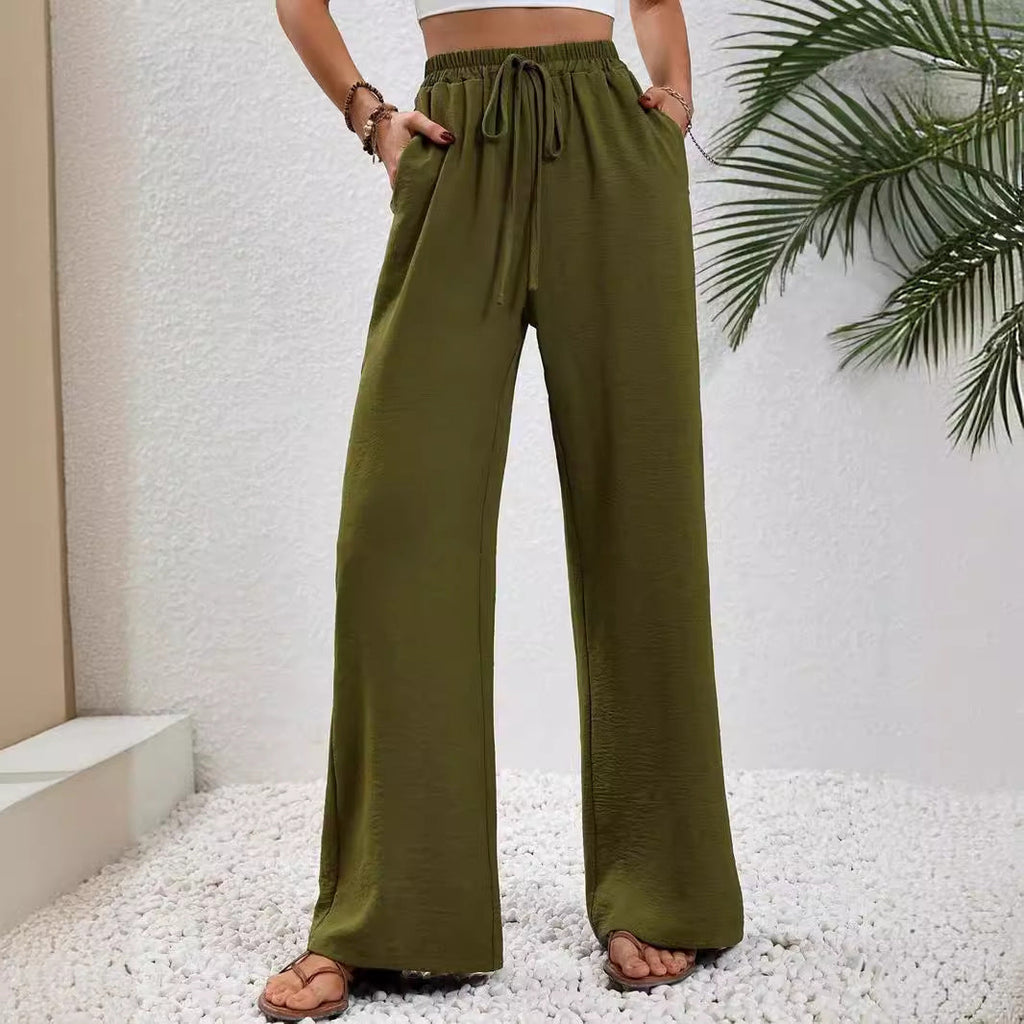 Damen Weite High-Waist Hose mit elastischem Bund und lässigem Schnitt