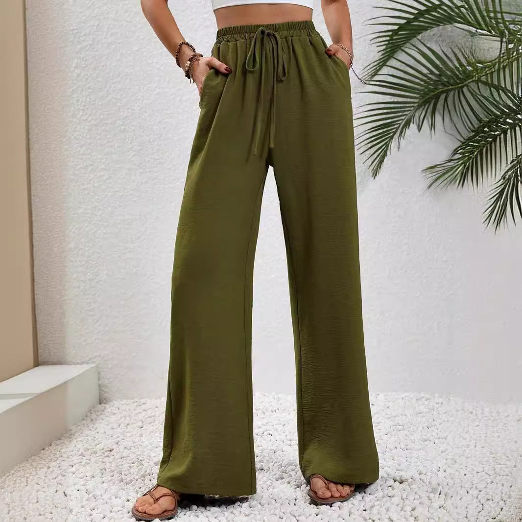 Damen Weite High-Waist Hose mit elastischem Bund und lässigem Schnitt