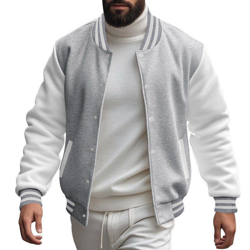 Herren Varsity-Jacke mit kontrastierenden Ärmeln und gestreiften Bündchen