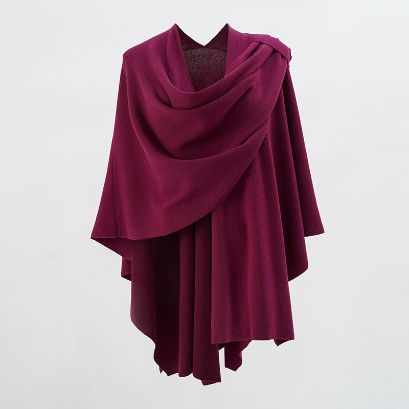 Damen Kapuzenponcho aus Feinstrick mit asymmetrischem Saum Shop Nory