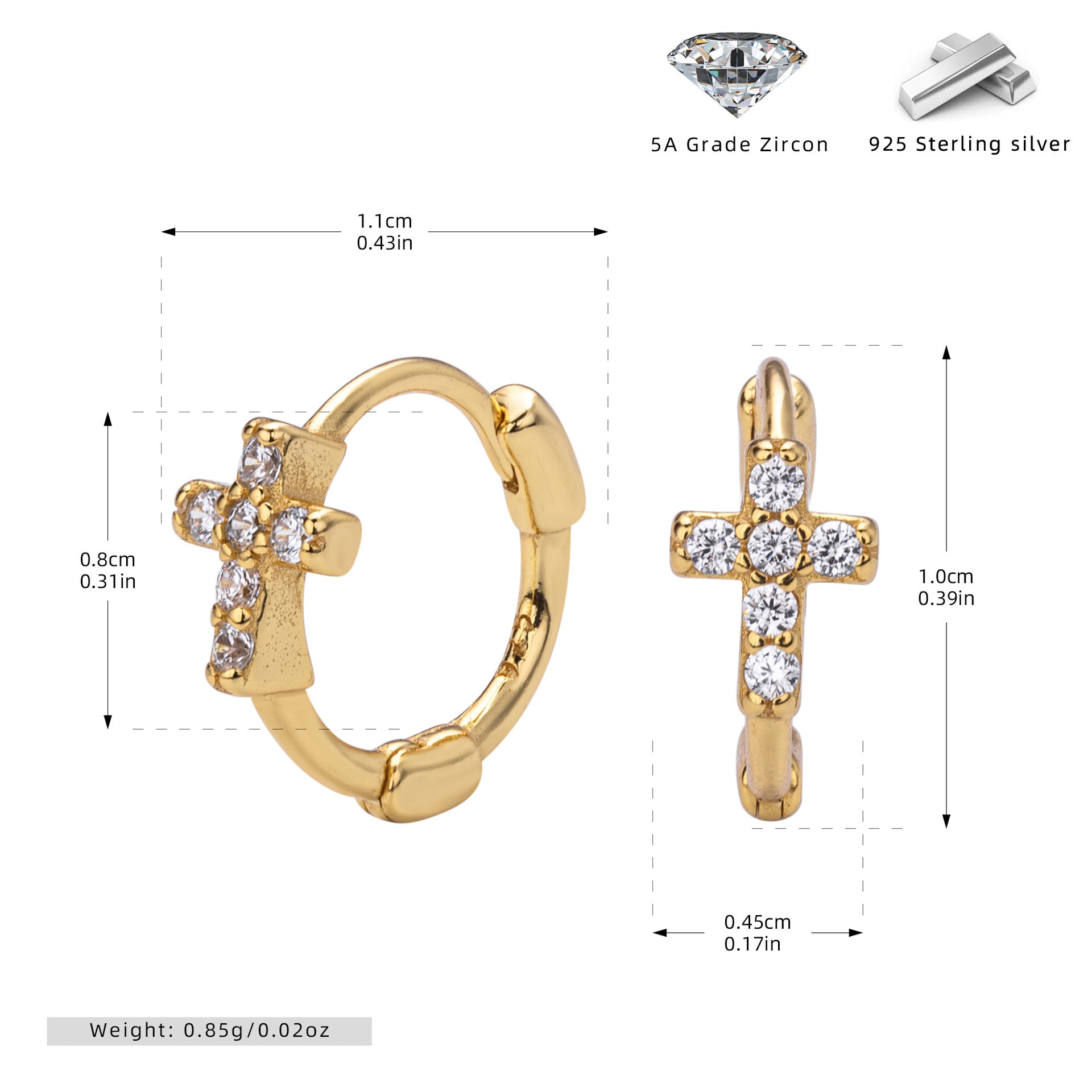 Damen Ohrhänger mit funkelndem Kreuzdesign aus 925 Sterling Silber Shop Nory