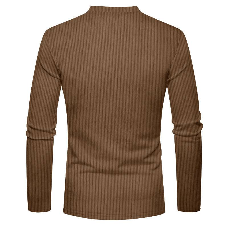 Herren Rippenfeinstrick Langarmshirt mit Slim‑Fit und Stehkragen Shop Nory