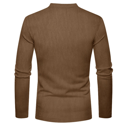 Herren Rippenfeinstrick Langarmshirt mit Slim‑Fit und Stehkragen Shop Nory