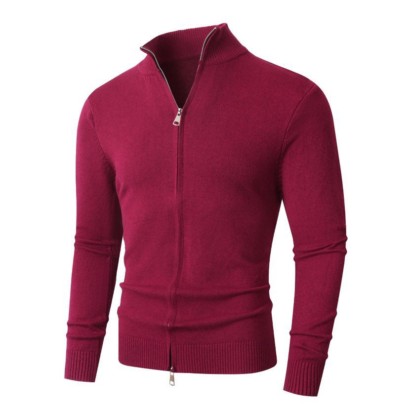 Herren Slim-Fit Feinstrick-Cardigan mit Zweifach-Reißverschluss und Stehkragen Shop Nory
