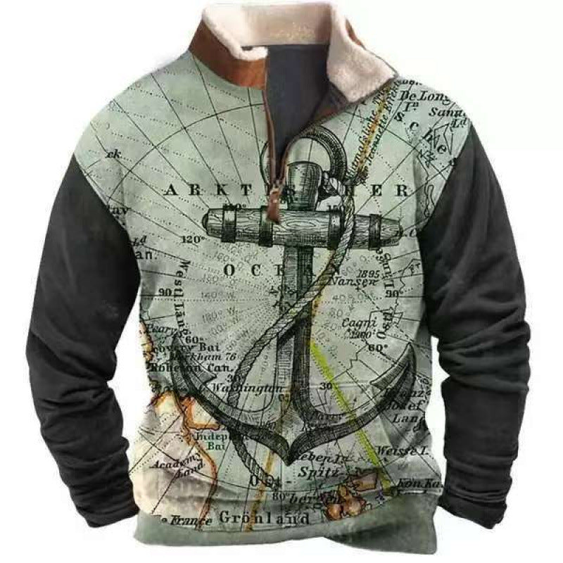 Herren Modischer Hoodie mit Kapuze und maritimem Druck Shop Nory