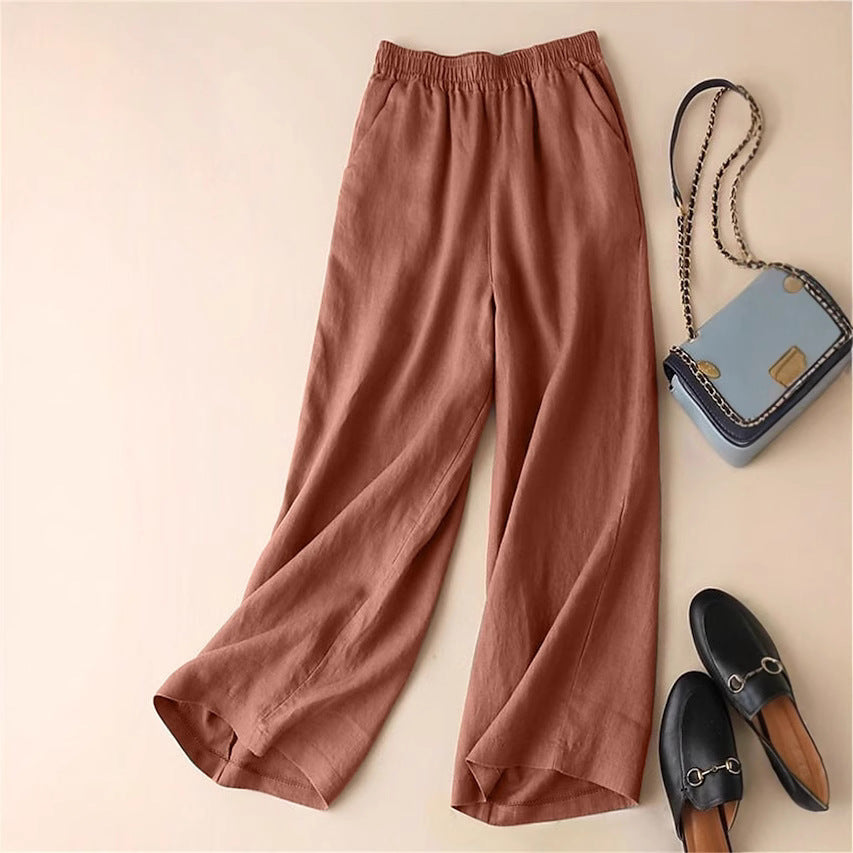 Damen Elegante Freizeithose mit elastischem Bund und seitlichen Taschen Shopnory