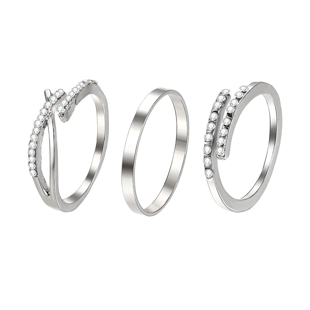 Damen Ring-Set mit elegantem Wellen- und Zickzackdesign Shop Nory