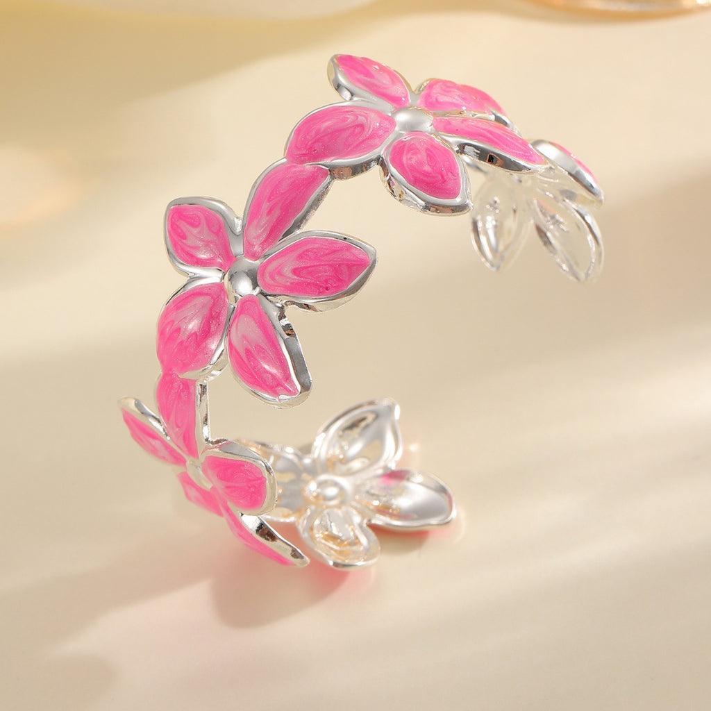 Damen Offener Armreif mit kunstvollem Blumendesign Shop Nory