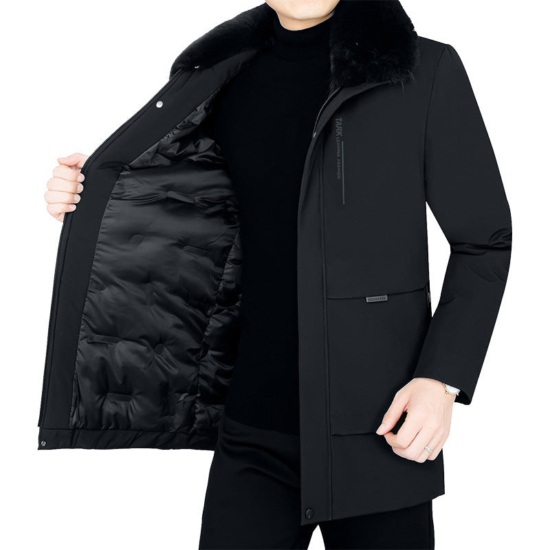 Herren Wärmender Kurzmantel mit abnehmbarem Kunstfellkragen und gesteppter Thermofütterung Shop Nory